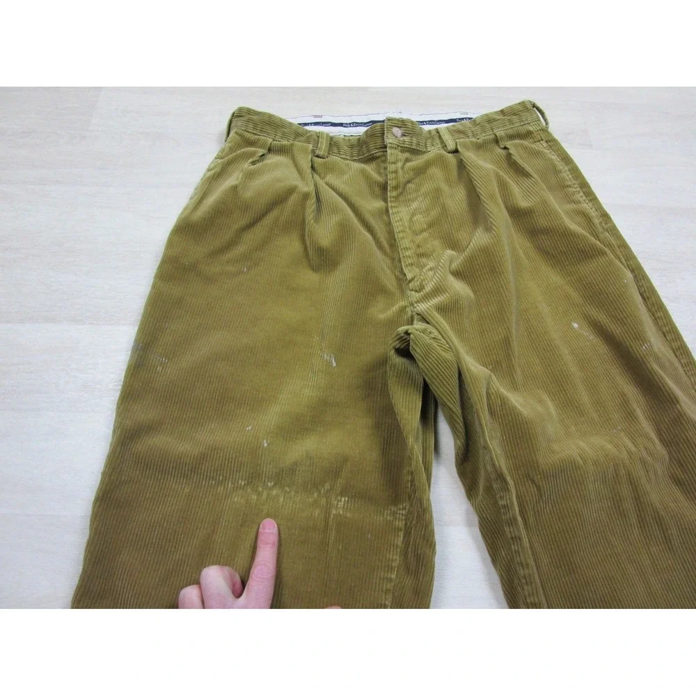 Polo Ralph Lauren Andrew Pant Corduroy Trousers Men's 33x27‎ Tan Pleated Vintage